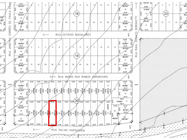 Terreno retangular residencial 517,44m²