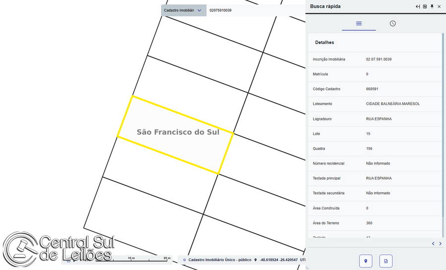 Terreno plano retangular de 360m² sem benfeitorias