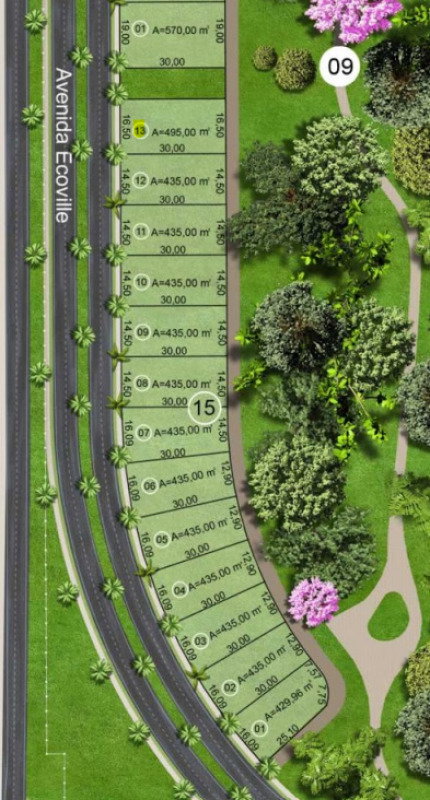 Lote residencial com 495m² no Loteamento Ecoville