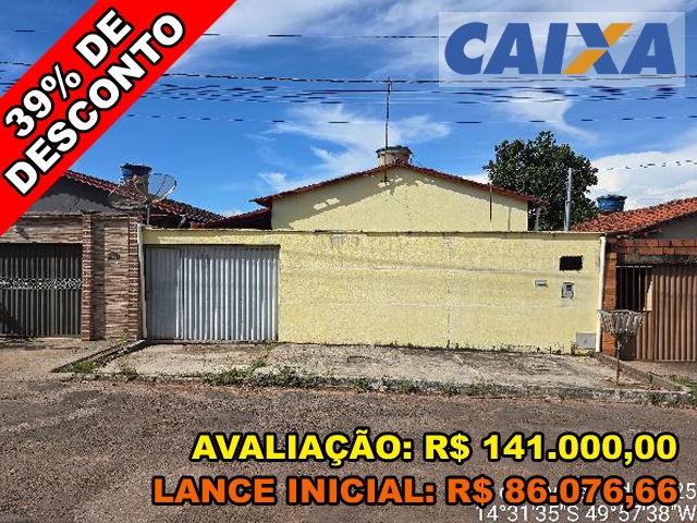 Casa com 3 quartos, 1 banheiro, 107,55m² construída, desocupada