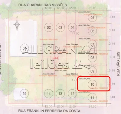 Terreno de 388,60 m² com matrícula em São Miguel das Missões