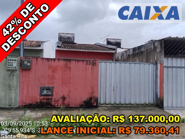 Casa com 2 Quartos e 2 Banheiros em Santa Rita/PB