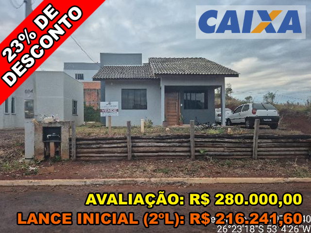 Casa com 2 Quartos, 62m² de Área Construída em Campo Erê/SC