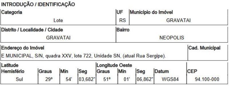 Terreno em Gravataí/RS com 550m²