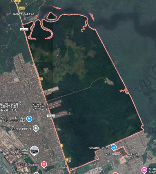 Terreno amplo 52.500m² em Guarujá, Vila Aurea, desocupado