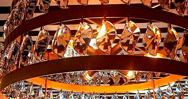 Lustre Tiara Aço Cristal Folhas 56x25