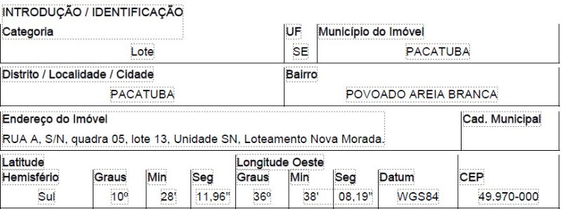 Terreno com 210,14 m² em Pacatuba/SE