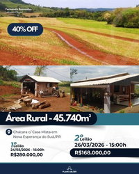 Chácara com 45.740m² e casa mista em Nova Esperança do Sudeste/PR