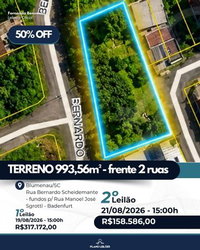 Terreno 993m² em Blumenau/SC - Leilão Judicial