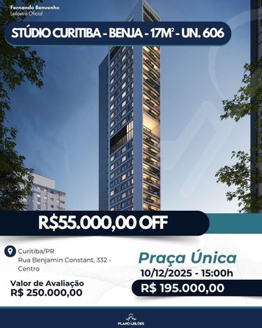 Stúdio Centro Curitiba com R$ 55 mil de Desconto