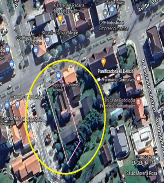Terreno urbano com construção comercial e garagem, 1.362,5m²