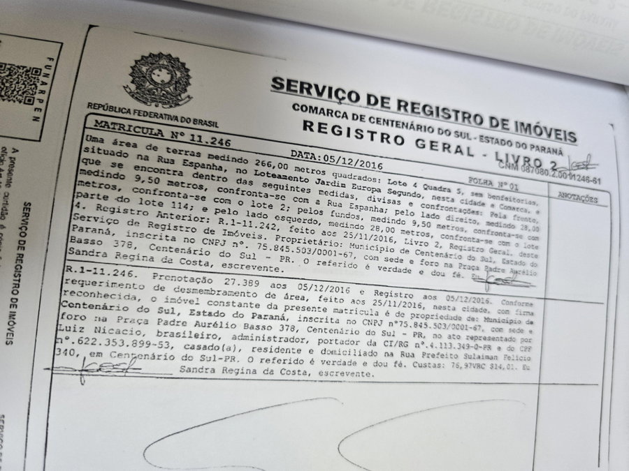 Imóvel em Centenário do Sul - PR com Matrícula 11.246