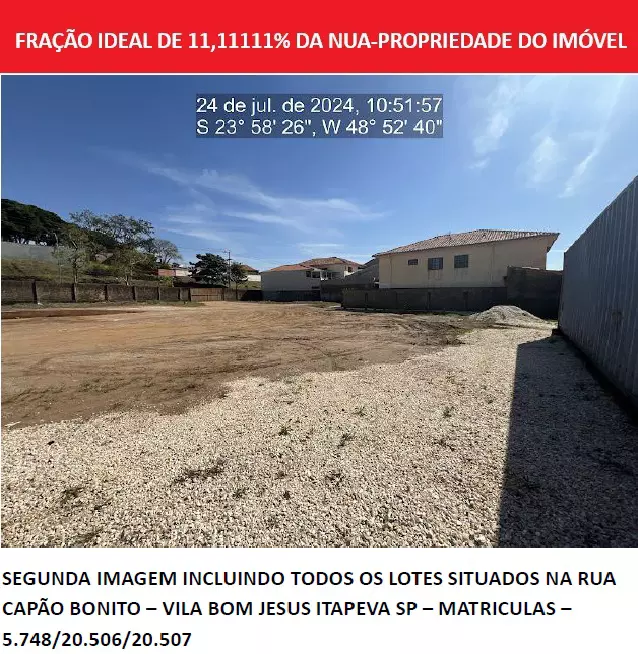 Terreno com 11,11% de fração ideal em Itapeva/SP