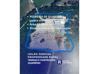 Fazenda Pedra Vermelha com Lavras de Quartzito - 82,53 Hectares em Guapé/MG