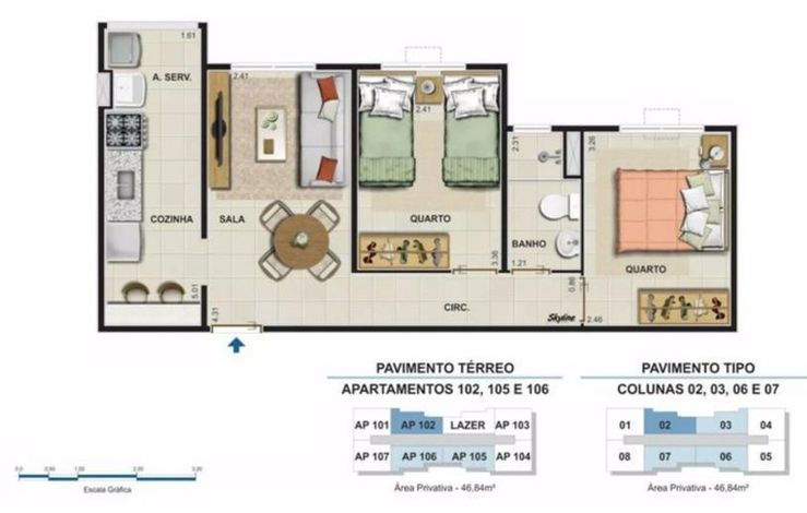 Apto 47m² c/ 1 Vaga - Condomínio Dez Rocha Miranda, RJ
