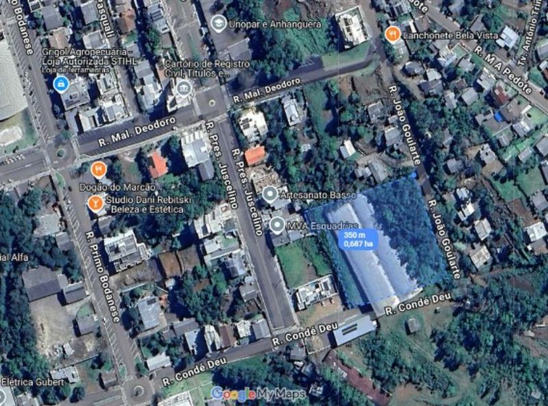 Lote urbano com barracão 3.600m², área total 6.950m²