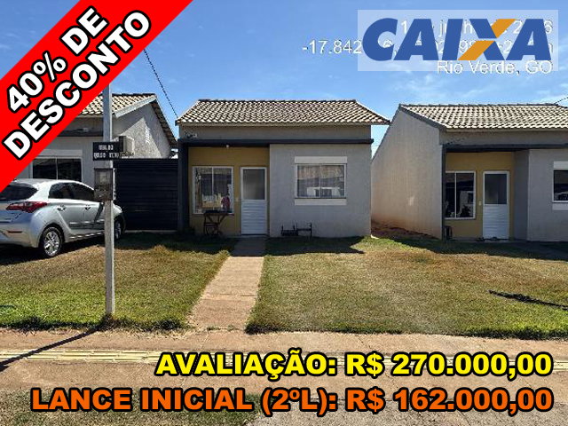 Casa 2 quartos, 45,69m², 150m² terreno - Rio Verde/GO