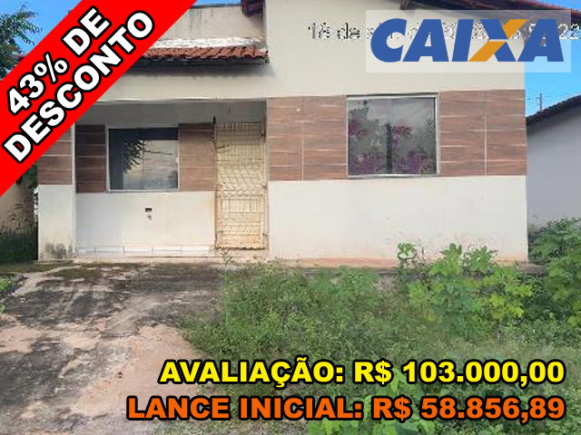 Casa com 2 Quartos e Varanda em Demerval Lobão