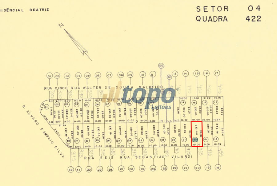 Terreno Residencial Beatriz com 230 m² em Lins/SP