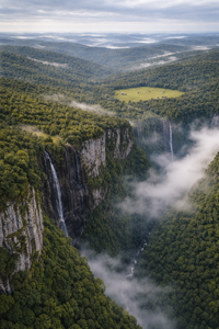 112 hectares de Mata Atlântica primária com vista para cânions