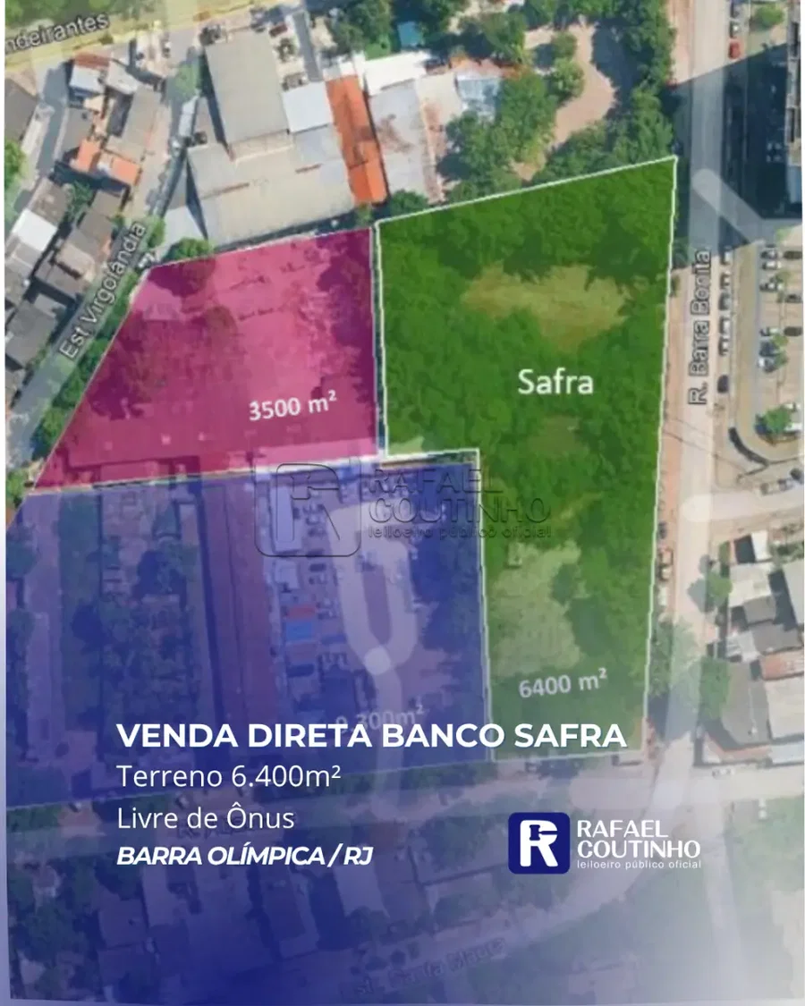 Terreno 6.400 m² Barra Olímpica/RJ - Banco Safra - Aceita Financiamento