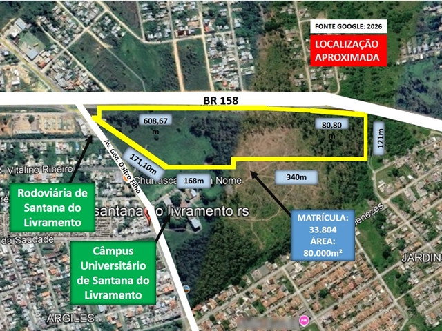 Terreno de 80.000m² em Sant'Ana do Livramento/RS