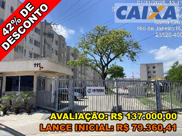 Apartamento com 2 quartos e vaga de garagem em Santa Cruz