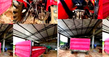 Trator Massey Ferguson com carreta e pá mecânica