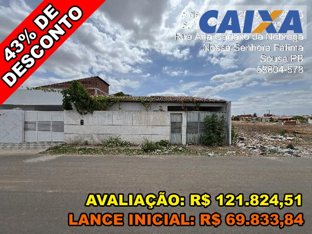 Casa com 2 Quartos e 2 Banheiros em Sousa/PB